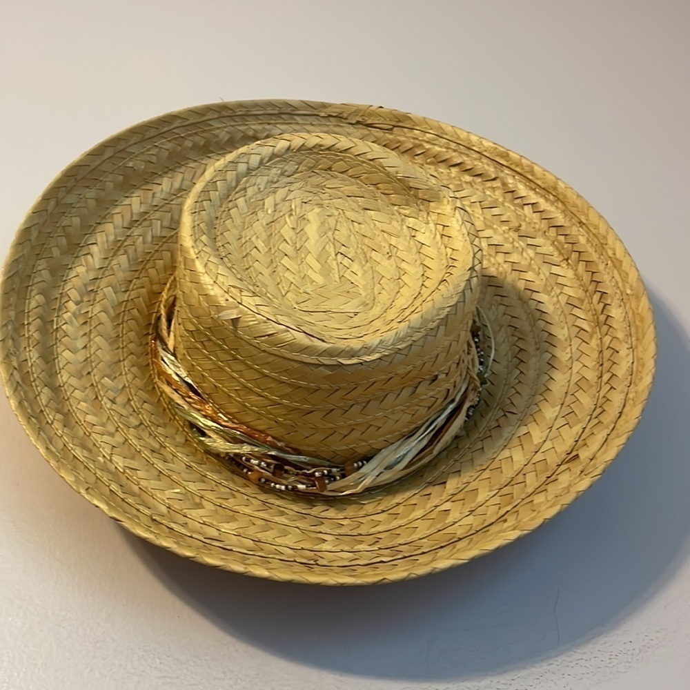 Capelli Straworld, Inc. Straw Wide Brim Sun Hat Beaded and stone details OS